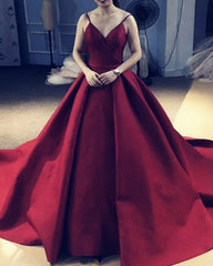 Elegant Satin V-neck Bodice Corset Ball Gowns Prom Dresses