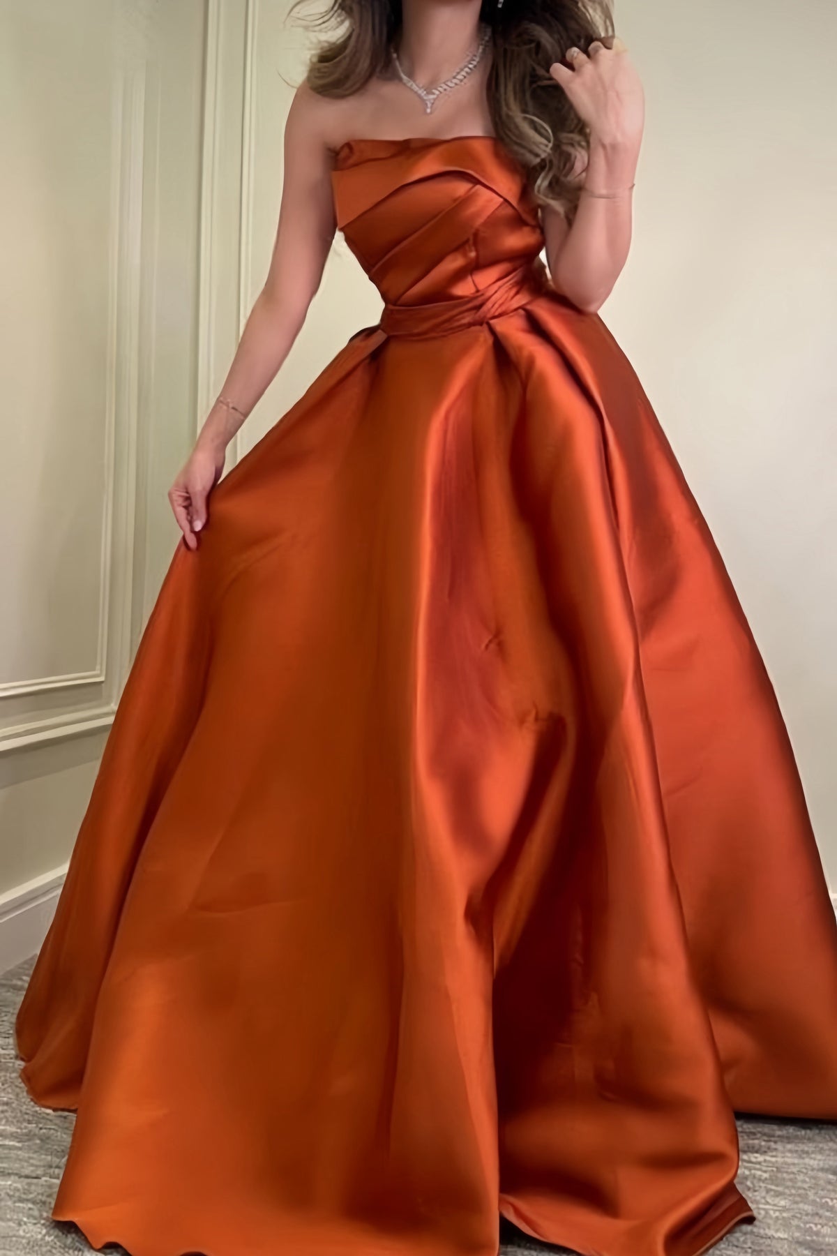 Elegant Strapless A-line Evening Prom Dress,AST1707