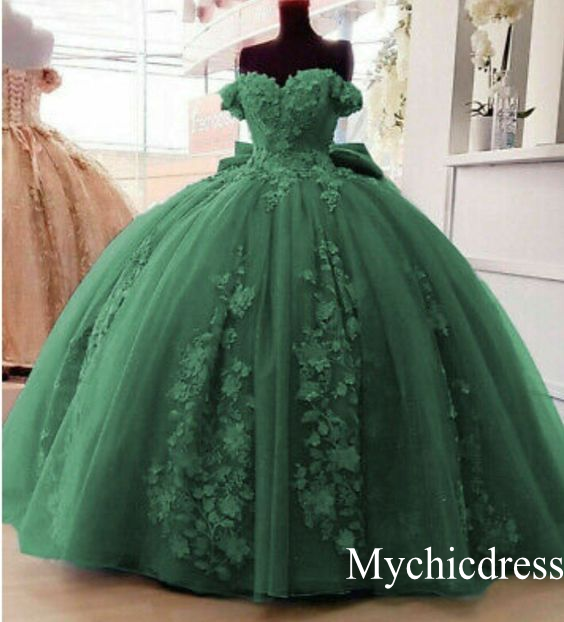 2024 Off Shoulder Ball Gown Quinceanera Dresses 3D Floral Applique Sweet 16 Gowns