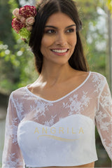 Two-Piece Lace & Chiffon Wedding Dresses with Long Sleeves