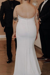 Straps Pleated Mermaid Wedding Dress with Beading