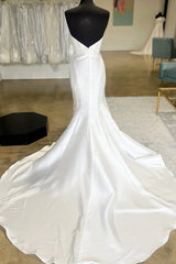 Strapless Pleated Satin Mermaid Wedding Dress