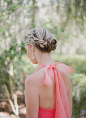 Formal Wear Dresses/Halter Coral High Low Bridesmaid Dress