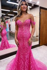 Mermaid Off The Shoulder Long Prom Dress With Appliques Beautiful