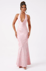 Aimishang Elegant Formal Women's Dresses V Neck Pink Mermaid Long Prom Dress Formal Evening Dress