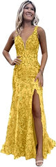 Women's Sparkly Sequin Mermaid Prom Dresses for Teens V Neck Long Formal Evening Party Dresses with Slit Wholesale