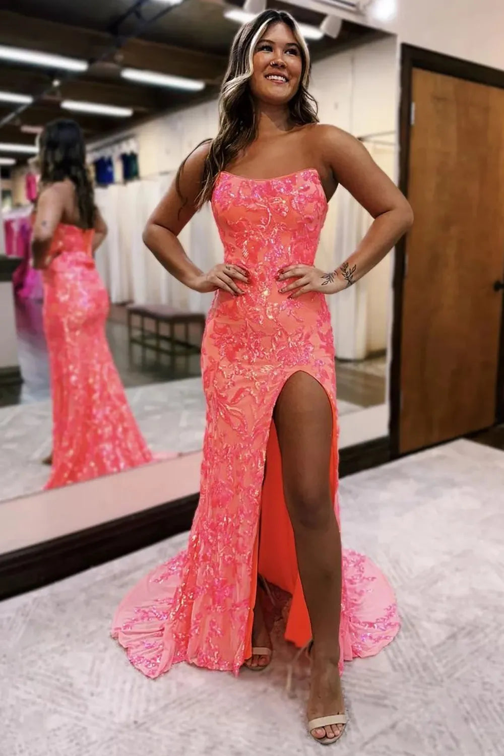 Mermaid Lace Up Long Prom Dress Off Shoulder Sparkly Sexy