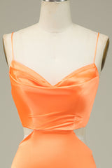 Bodycon Orange Spaghetti Straps Homecoming Dress