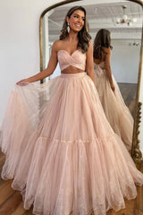 Sweet A-Line Sweetheart Long Tulle Prom Dress With Detachable Sleeves Solid Color