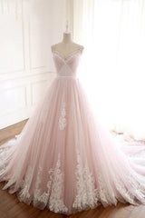 A Line Straps Tulle Lace Appliques Prom Dresses Off Shoulder Floor Length Beautiful