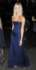Aimishang Navy Blue Strapless A-Line Long Prom Dress Elegant Evening Party Dress Formal Dress
