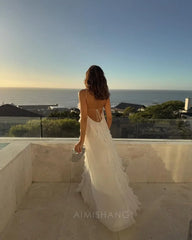 Aimishang Elegant Ruffles Edge Backless Long Prom Dress Women Off Shoulder Maxi Dress Fashion Beach Evening Party Dress