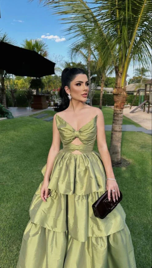 A-Line Green Prom Dress Wedding Party Evening Dress Charming Long Formal Dress