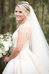 A-Line/Princess Lace Applique Illusion Wedding Dresses