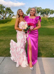 Aimishang Elegant Dresses Evening Wear Strapless Pink Mermaid Floral Printed Prom Dress Sweet Party Dress Prom Dresses Stores