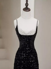 Black Strappy Glitter Mermaid Formal Prom Drerss Evening Gown Sparkly Party Dress Wholesale
