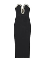 Wholesale Black Strapless Beading Mermaid Prom Dress Long Party Dress with Slit Charming Evening Dress