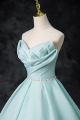 A-Line Strapless Formal Tulle Floor Length Evening Dress Off Shoulder Prom Dress