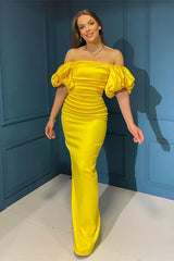 Elegant Off The Shoulder Bubble Sleeve Mermaid Evening Dress Elegant Party Dress Wholesale