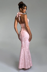 Aimishang Elegant Formal Women's Dresses V Neck Pink Mermaid Long Prom Dress Formal Evening Dress