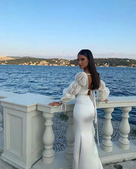 Wholesale Sequare Neck Long Mermaid Prom Dress Elegant Evening Dress