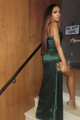 Wholesale Elegant Pink Sheath Long Prom Dress Satin Formal Party Dress Formal Women's Dresses