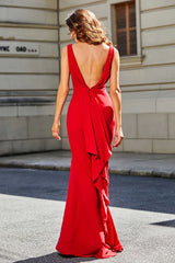 Aimishang Elegant Prom Dresses Sleeveless V Neck Jersey Dress with Slit