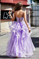 Aimishang Prom Dresses Elegant Evening Dress Ruffle Ruched Long Tulle Dress