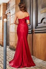 Aimishang Elegant Prom Dresses Pleated Off Shoulder Metallic Mermaid Gown Evening Dress