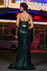 Aimishang Fashion Prom Dresses High Slit Sequin Dress with Keyhole Top Evening Dress