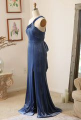 Handmade Velvet Halter Bridesmaid Dress With Slit And Free Multiple Style Long Maxi Formal Gown