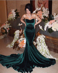 Sexy Strapless Bodice Corset Velvet Mermaid Gown