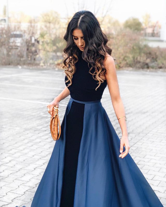 Navy Blue Long Velvet Evening Dresses Open Back Prom Gowns