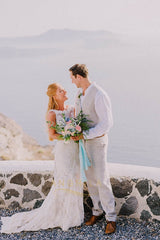 Trumpet/Mermaid Bateau Neckline Open Back Lace Wedding Dresses