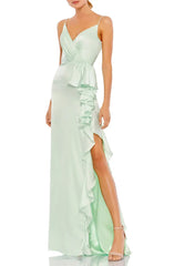 Noble and minimalist tight fitting corset without shoulder straps, off shoulder satin backless evening dress