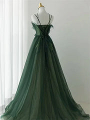 Dark Green Long Beaded A-line Evening Dress Party Dress Prom Dress Formal Dress december wedding guest dress