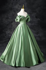 A-Line Off the Shoulder Formal Satin Long Evening Dress Prom Dress