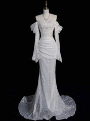 Wholesale Glitter Corset Sequins Wedding Dress Mermaid Prom Dress Charming Evening Dress