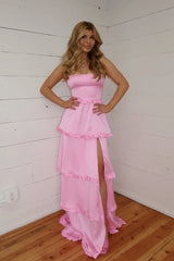 Aimishang Orange Corset Tiered Long Party Dresss Charming Evening Dress With Slit