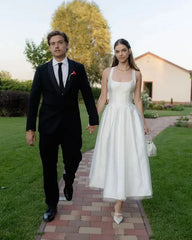 Aimishang Dress Wholesale Satin Tulle Wedding Dress Simple Square Neckline Elegant Formal Prom Dress