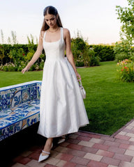 Aimishang Dress Wholesale Satin Tulle Wedding Dress Simple Square Neckline Elegant Formal Prom Dress