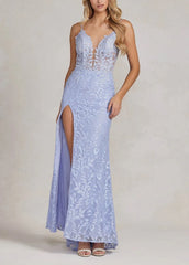 Aimishang Dress Wholesale Lavender Lace Long Prom Dress Charming Evening Party Dress With Slit