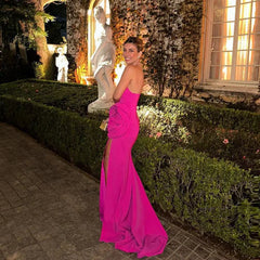 Aimishang Elegant Strapless Long Prom Dress Sheath Party Gowns Flowers Occasion Evening Dress
