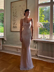 Wholesale Elegant Mermaid Sequin Pink Prom Dress Long Brithday Evening Dress