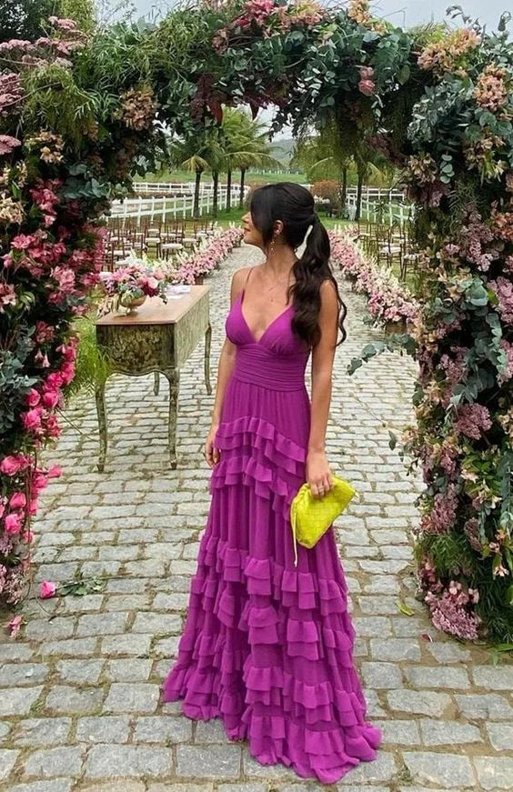 Aimishang Elegant Purple Spaghetti Straps A-Line Formal Prom Dress Evening Dress Wholesale