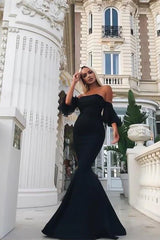 Strapless Mermaid Black Evening Dress Off Shoulder Sexy Party Dress Formal Dress Wholesale