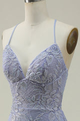 Halter Mermaid Purple Lace Long Prom Dress V-neck With Slit