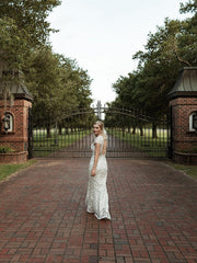 Vintage floral Lace Bateau Neckline Mermaid Wedding Dresses Charming Beautiful