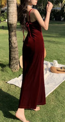 Wholesale Elegant Sweetheart Spaghetti Straps Long Evening Dress Velvet Prom Dress