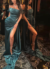 Beaded Sheath/Column Sleeveless Silk Like Satin Bridesmaid Dresses Elegant Evening Dress